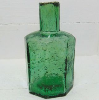 Crude & Bubbly Tall Style Pale Green Octagonal Ink Bottle C1910 - 15