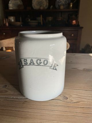 Lovely Antique Edwardian Sago White Kitchen Jar Pot Crock Vintage