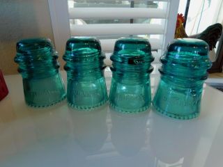 F Antique Hemingray No.  16 Cd - 122 Aqua Blue Glass Insulators -
