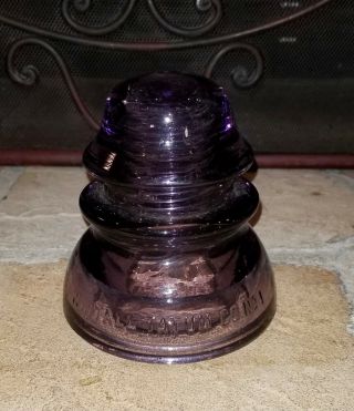 Whitehall Tatum Co.  No 1 Made In U.  S.  A.  Amethyst Purple Glass Insulator - Beauty