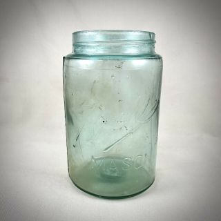 Antique Vintage Pint Ball Mason Jar 1900 - 1910 Aqua Triple L Zinc/milk Glass Lid