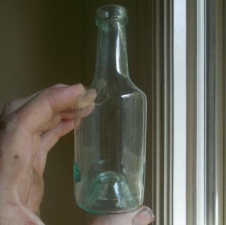 1830s Open Pontil Dip Mold Puff Medicine Bottle Crude Natural Swirls In Glass