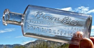1892 Los Angeles,  California Rare R4 Of 5 Brown Bros Pharmacy Drug Store Bottle