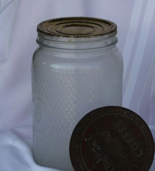 Vtg Old Judge Coffee Glass Jar With Lid 9.  5 " Dia Lid,  Stlouis Mo