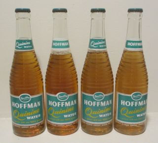 Vtg - Nos - 4 Full Returnable Hoffman Beverages Quinine Water Bottles - Newark Nj