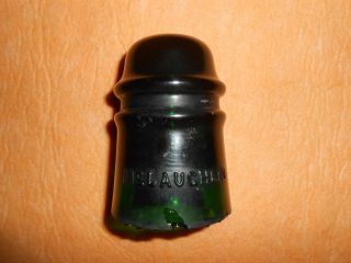 Vintage " Mclaughlin No 16 " Dark Green Glass Electric Threaded Insulator