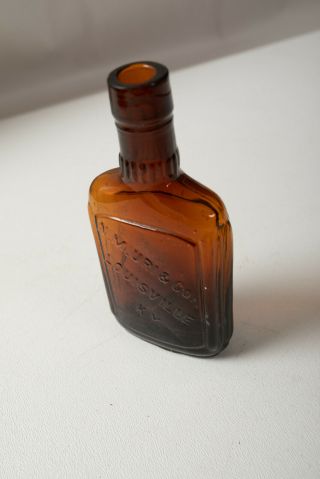 N.  M.  Uri &co Amber Whiskey Bottle (b8a) Louisville Ky Sample Preprohib Flask 4 "