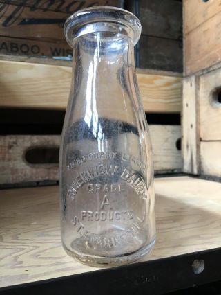 Vintage Third Quart Milk Bottle Riverview Dairy St.  Charles Illinois Saint