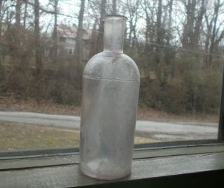 1860s Crude 3 Pc Mold Blown Medicine Bottle Civil War Era Applied Lip Privy Dug