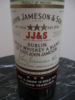 Vintage John JAMESON & Son Green Irish Whiskey Bottle 3