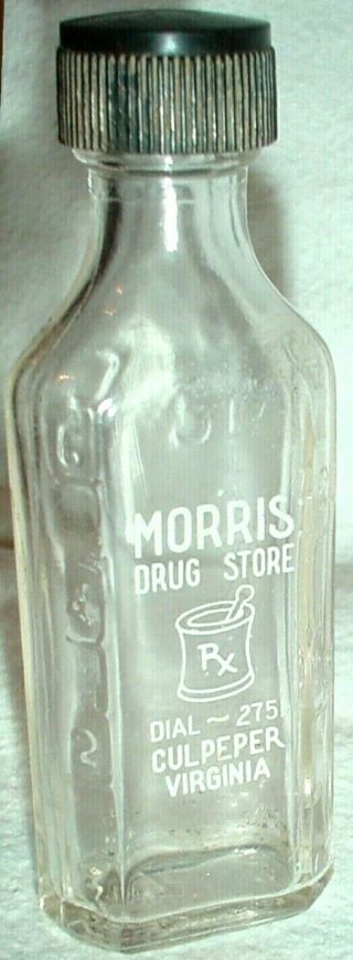 Clear Bottle Morris Drug Store Rx Dial 2751 Culpepper Virginia/knox Glass Co