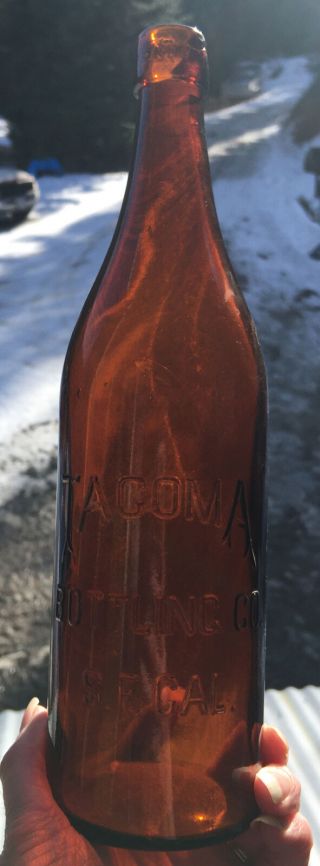 Early San Francisco,  Cal.  Tacoma Bottling Co.  Embossed Quart Beer Bottle