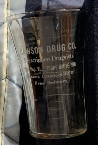 Druggist Or Pharmacy Dose Glass Terre Haute Indiana Ind In Bottle Acid Etch