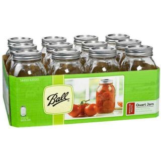 Ball 62000 Glass Mason Jars With Lids And Bands - 12 Count