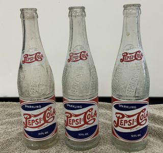 Rare Vintage Red White & Blue Double Dot Pepsi Cola Bottle (3 Bottles)