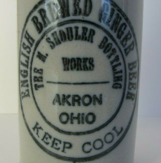 Stoneware Ginger Beer Bottle - Akron Ohio - M.  Shouler Bottling. 2