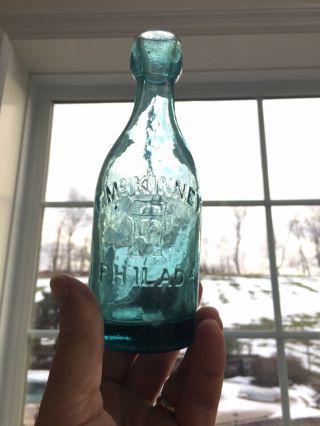 Great Ice Blue F.  Mckinney Philada Squat Blob Top Bottle