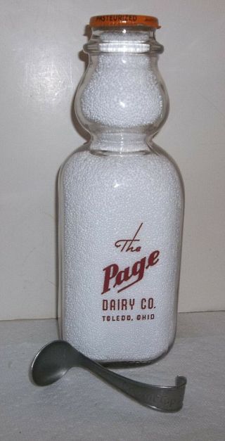 The Page Dairy Co.  Toledo Oh.  Pyro Quart Cream Top With Spoon