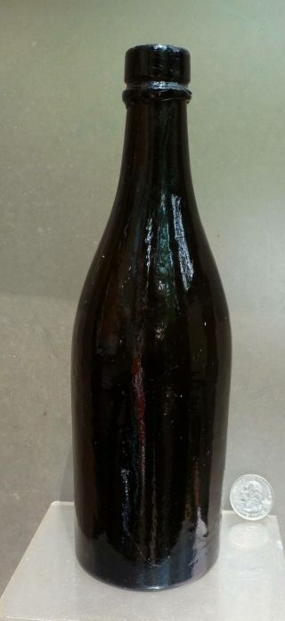 Civil War Period Ale Bottle - Black Glass - Tapered Shoulder - Pontil - 1860s