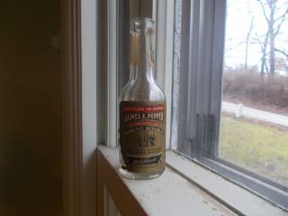 James Pepper Miniature Sample Ky Whiskey Bottle 1940s Label