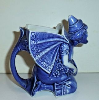 Schafer Vater Blue German Porcelain Creamer - LADY WITH FAN 3