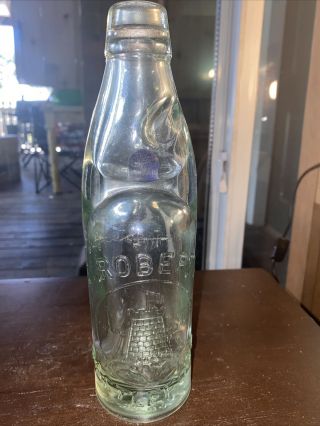 J.  Roberts Castleford Bottle Embossed With Cobalt Blue Marble Codd’s Patent