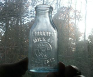 Phillips Milk Of Magnesia Pat.  1906 Mini Sample 3 1/4 " Tall Hand Blown Med Bottle