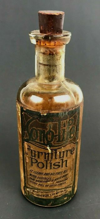 Vtg Antique Bottle - Furniture Polish - - The Universal Chemical Co High Point Nc