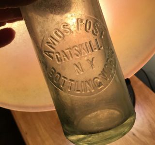 Antique Catskill Ny Soda Bottle Blob Top Embossed Amos Post 1800s Advertising