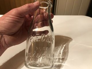 Scarce Rieck’s Dairy Pittsburgh Pa.  Embossed Clear Glass Pint Milk Bottle.
