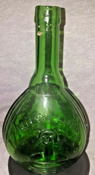 Jenny Lind Green Glass Bottle Vintage Empire Glass