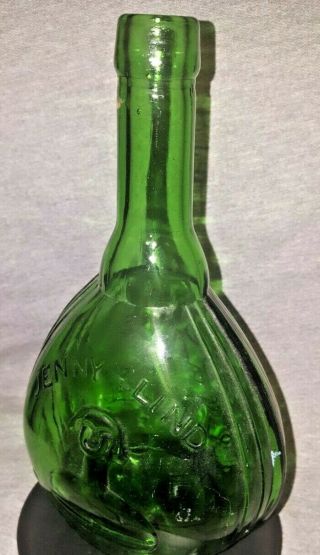 Jenny Lind Green Glass Bottle Vintage Empire Glass 2