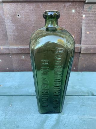 Rare Antique Emerald Green Avan Hoboken & Co Rotterdam Case Gin Bottle