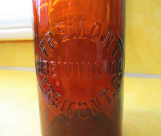 Fremont Brewing Co.  - Fremont,  Ohio Embossed Quart Amber Blob Top Beer Bottle
