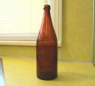 Fremont Brewing Co.  - Fremont,  Ohio Embossed Quart Amber Blob Top Beer Bottle 2