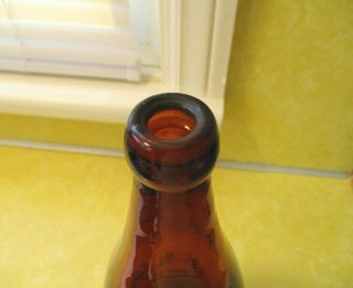 Fremont Brewing Co.  - Fremont,  Ohio Embossed Quart Amber Blob Top Beer Bottle 3