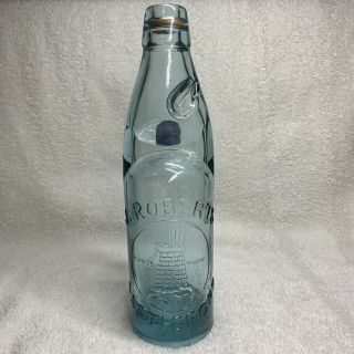 J.  Roberts Castleford Bottle Embossed With Castle Cobalt Blue Marble Codd’s Pat.