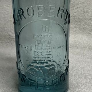 J.  Roberts Castleford Bottle Embossed With Castle Cobalt Blue Marble Codd’s Pat. 2