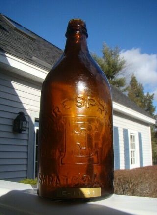 Antique Empire Spring Co.  - E - Empire Water Saratoga,  N.  Y.  Amber Bottle