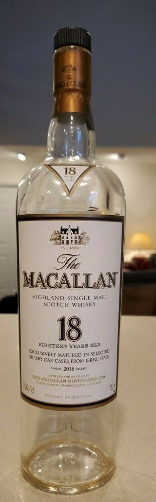 Macallan Sherry Oak Cask 18 Years Old 750 Ml Empty Bottle And Box 2016 Release