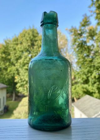 Eugene Roussel Philadelphia PA squat green porter beer bottle taper script 1860s 3