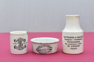 Vintage C1900s Sainburys Plumtree Southport Fournisseur Moutarde Jars Pots