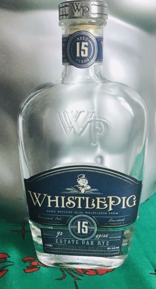 Whistlepig Estate Oak 15 Year Straight Rye Whiskey Empty Glass Display Bottle