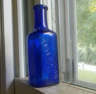 Peptenzyme Reed & Carnrick Ny Cobalt Blue 4 1/2 " Hand Blown 1890s Medicine Bottle