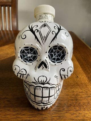 Hand Painted Blanco Kah Tequila Bottle 750 Ml Empty Discontinued