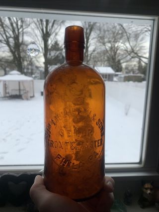 Rare 1890’s Wm Mulherin & Sons Philadelphia Amber Whiskey Distiller Bottle
