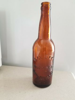 San Diego Brewing Company Empty Brown Beer Bottle S.  F.  & P.  C.  W.  On Bottom 1900 