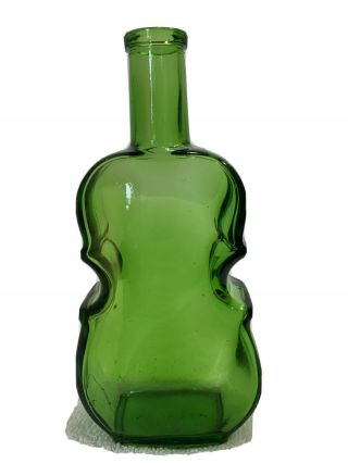 Vintage Wheaton Green Glass Bottle Shape Of Violin Or Cello Music Instrument