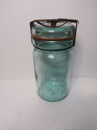 Safety Valve Patented May 21 1895 Jar Antique Fruit Jar 5.  75 " Tall