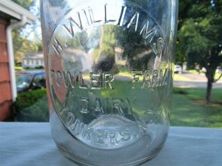 Treq Milk Bottle H Williams Fowler Farm Dairy Yonkers Ny Bowling Pin Westchester